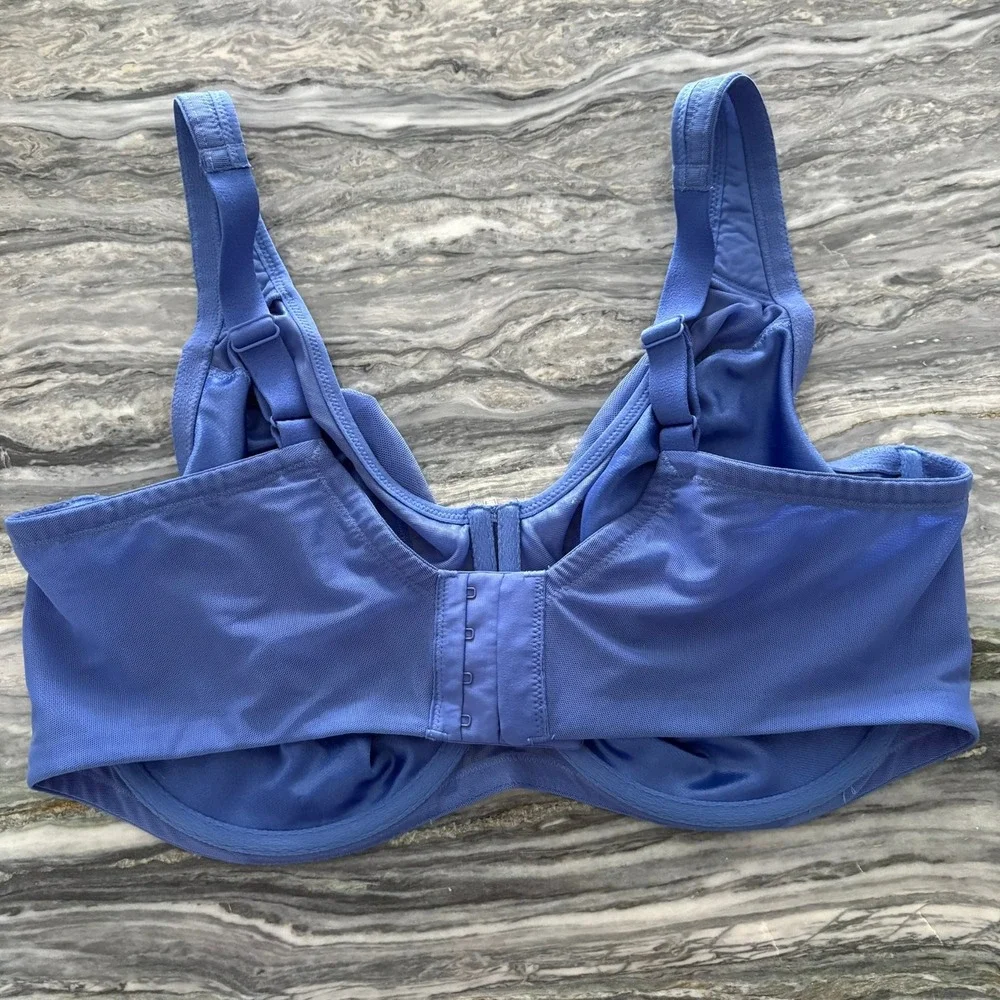 1st & Curve Blue Mesh Unlined Underwire Bra 40H Y42BM401 Rhinestone Detail